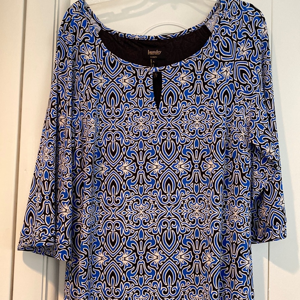 Laundry dress blue, black and white design